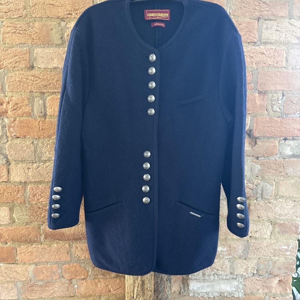 Vintage Aspen Chic Geiger Frock Jacket 40 (10/12) Austria Buttons Boiled Wool